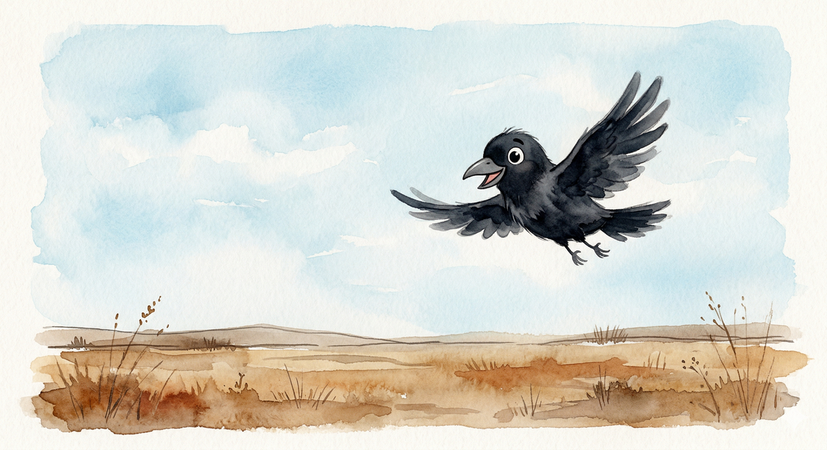 Page 1: A black crow was very thirsty in the sun
